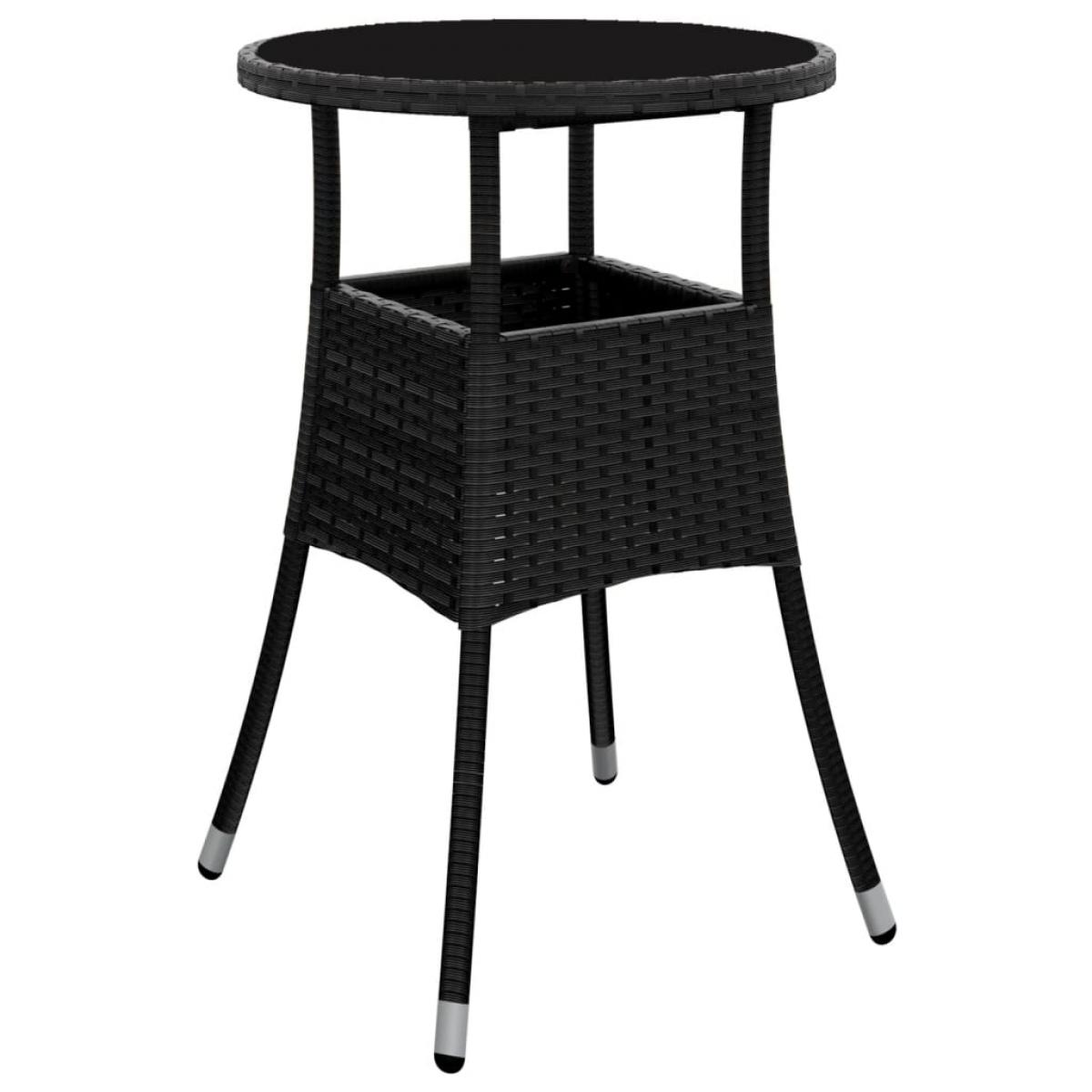 Set comedor jardín 3 pzas cojines ratán sintético vidrio negro