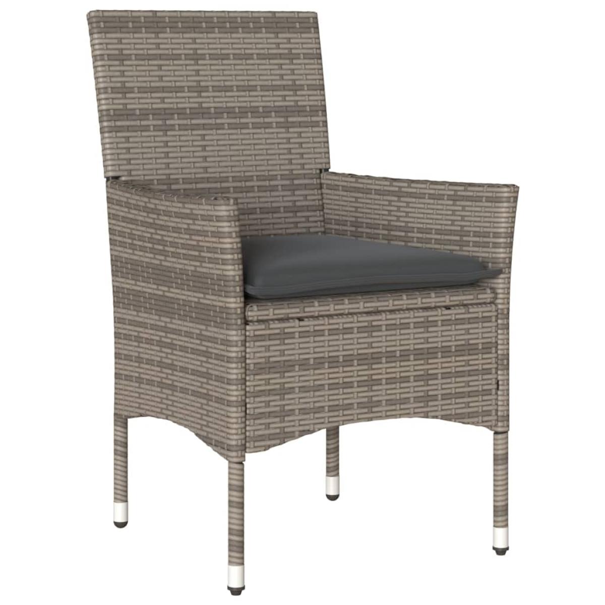 Set comedor jardín 5 pzas y cojines ratán sintético vidrio gris