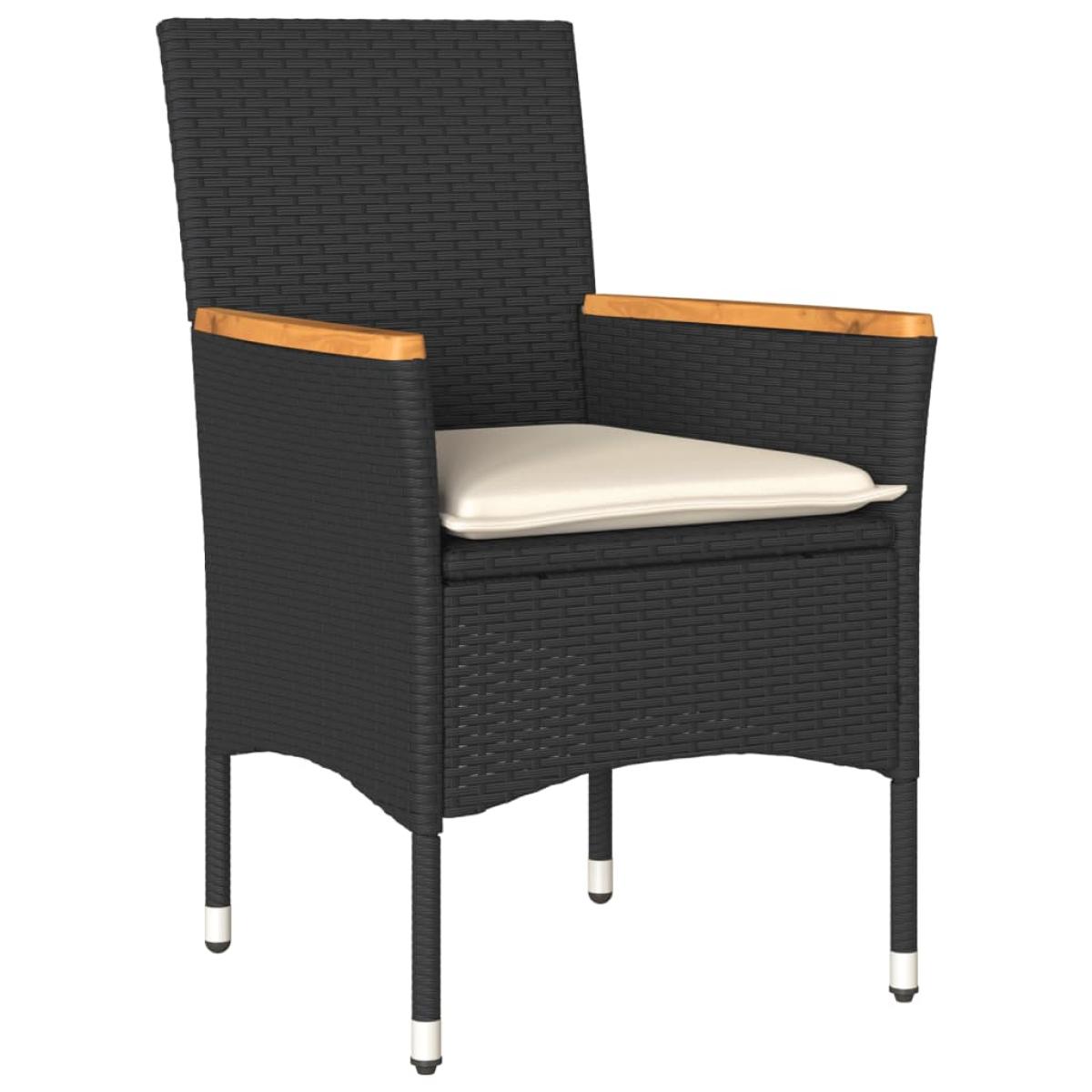 Set de comedor jardín 5 pzas con cojines ratán PE acacia negro