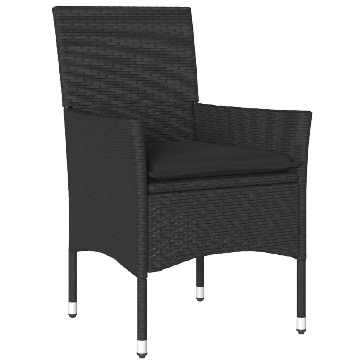 Set de comedor jardín 3 pzas con cojines ratán PE acacia negro