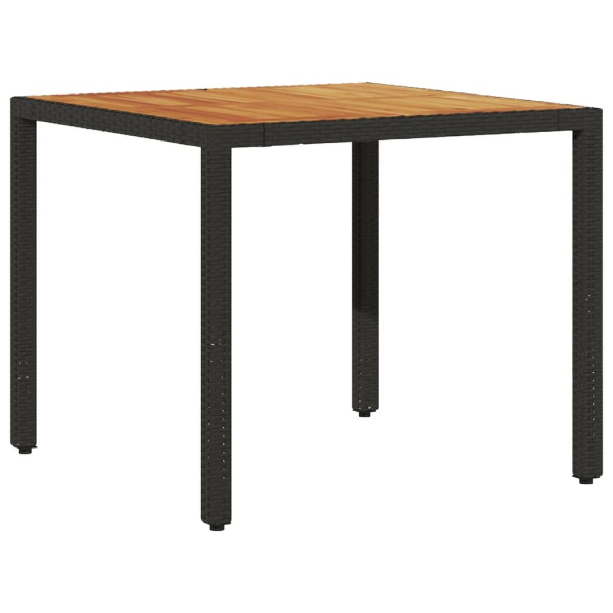 Set de comedor jardín 3 pzas con cojines ratán PE acacia negro