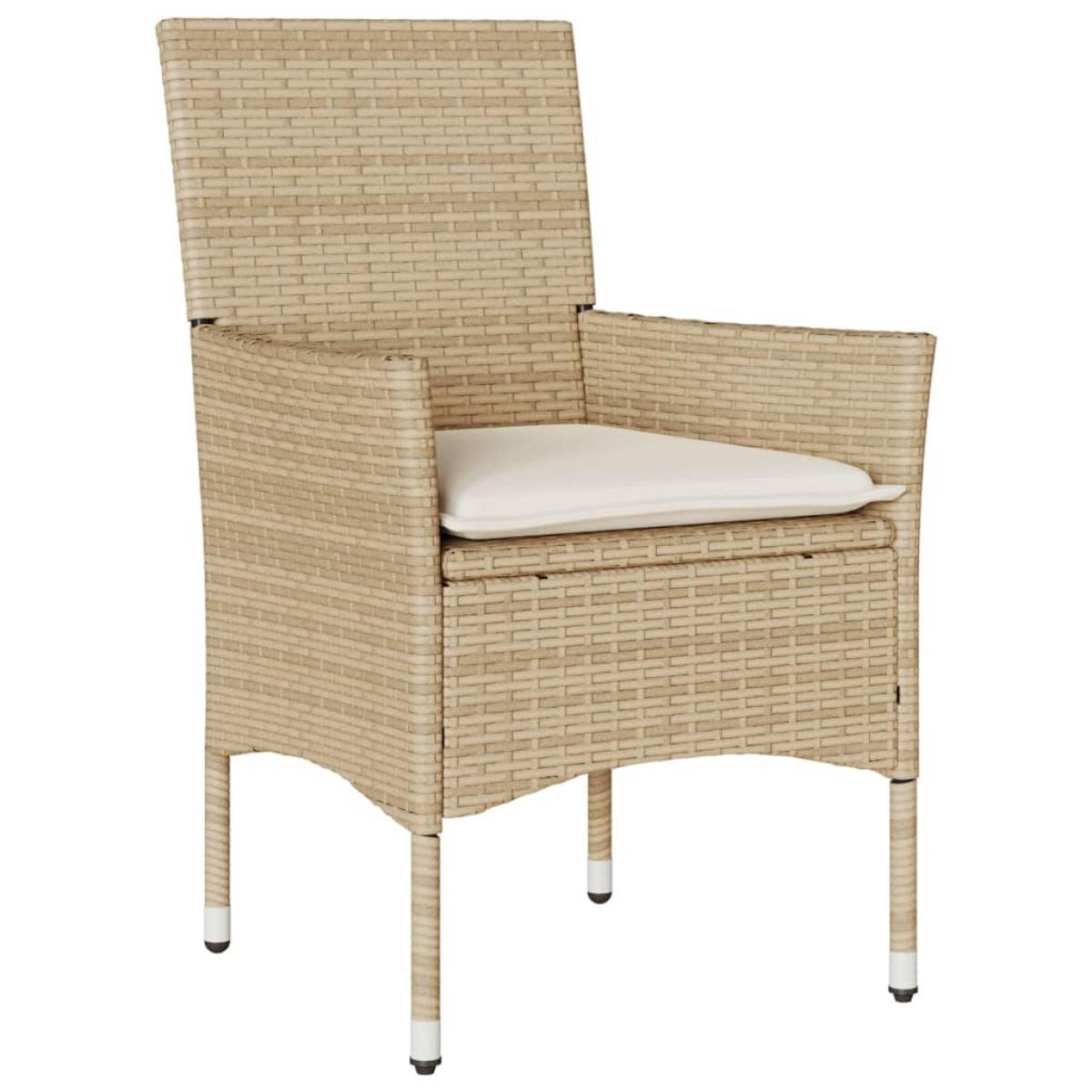 Set de comedor jardín 3 pzas con cojines ratán PE acacia beige