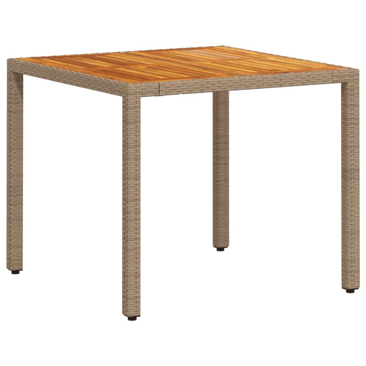 Set de comedor jardín 3 pzas con cojines ratán PE acacia beige