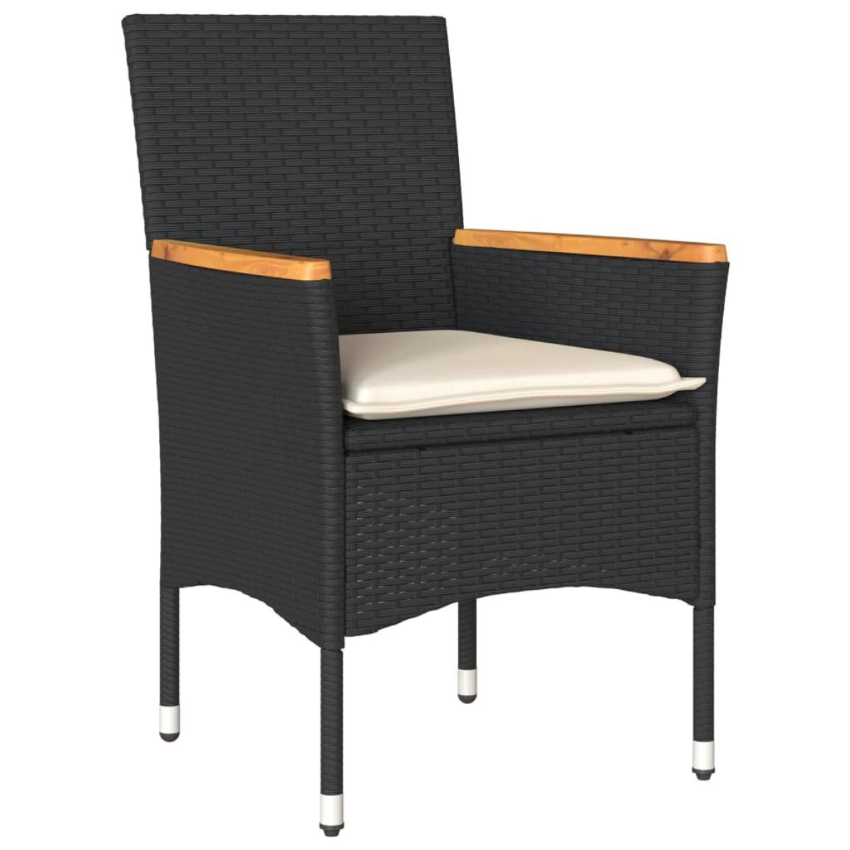 Set comedor jardín 5 pzas cojines ratán sintético vidrio negro