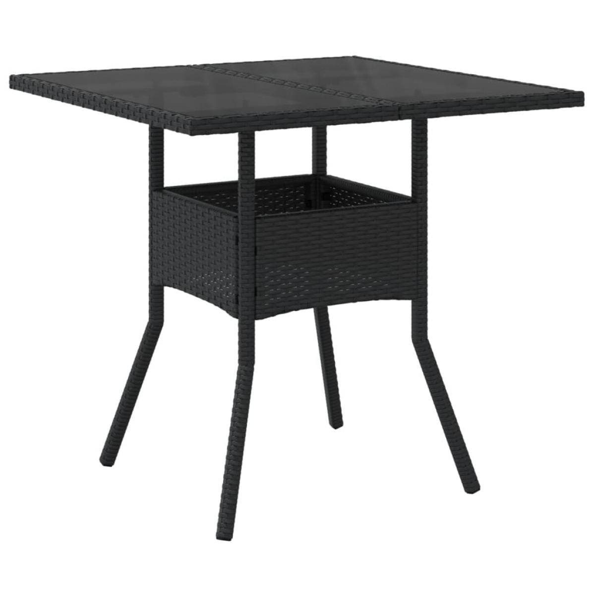 Set comedor jardín 5 pzas cojines ratán sintético vidrio negro
