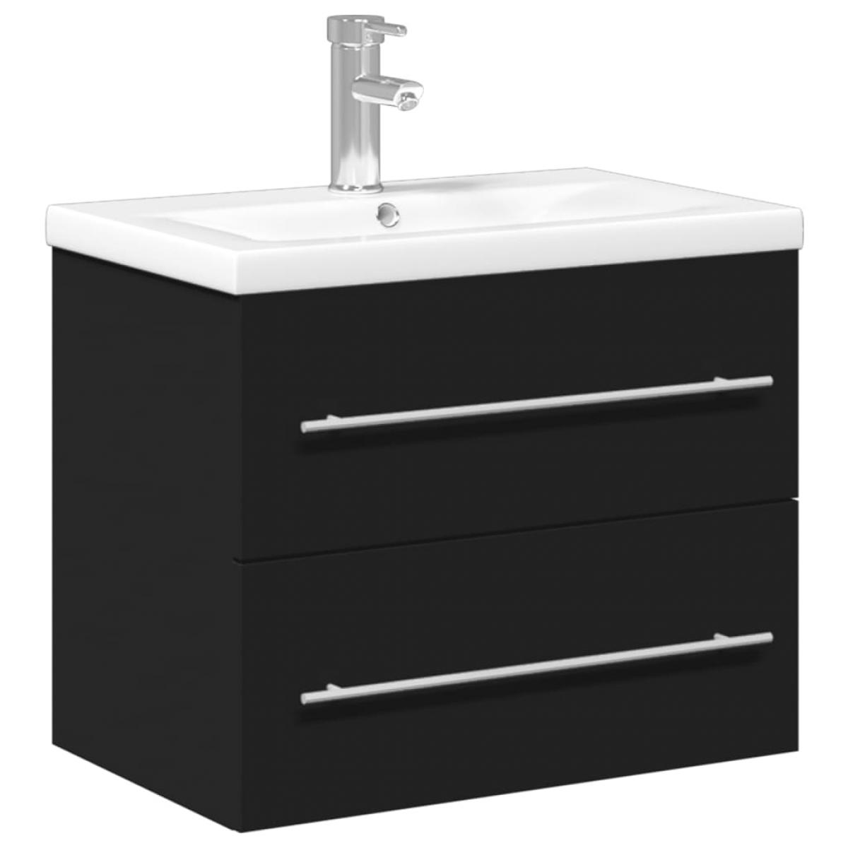 Mueble de baño con lavabo integrado negro