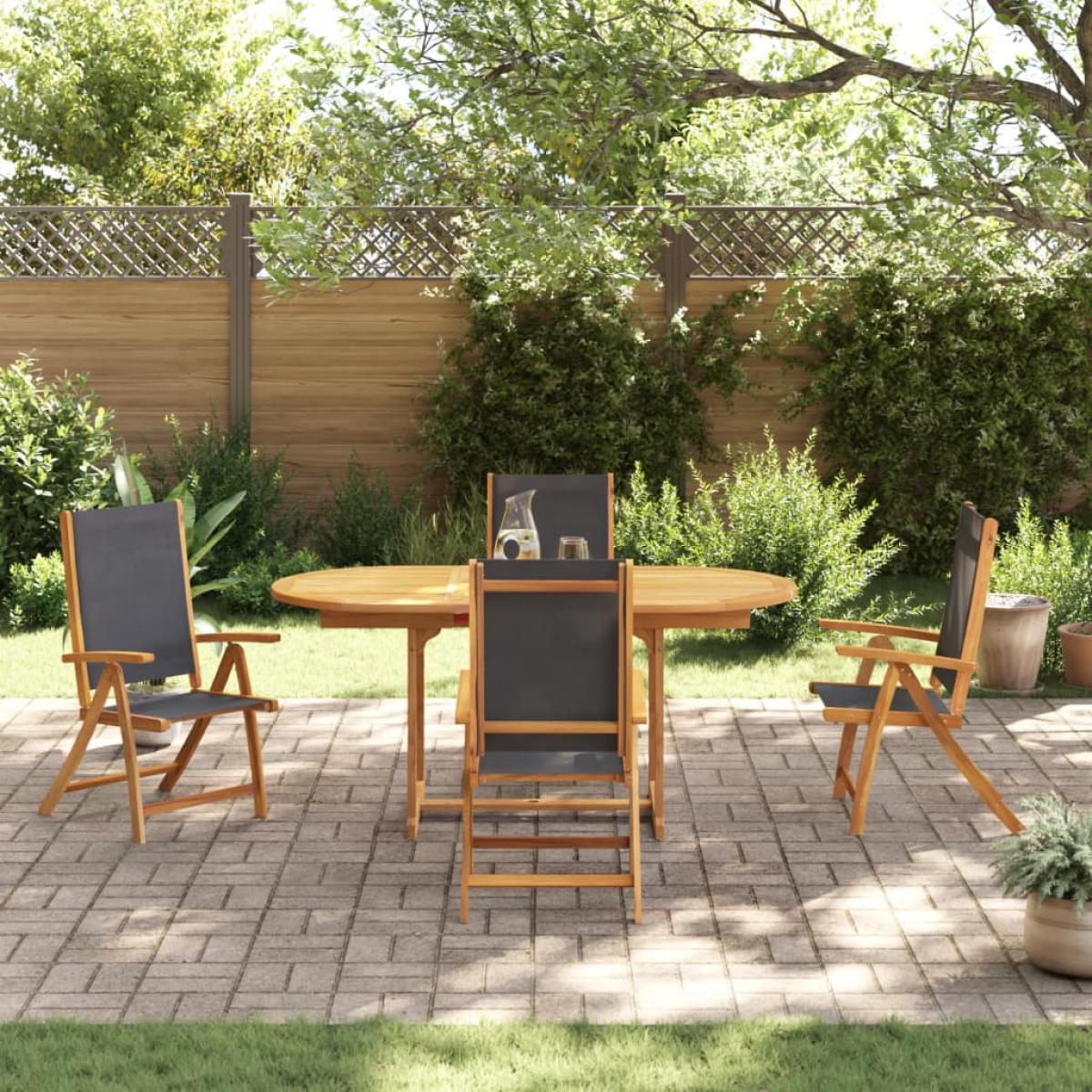 Juego comedor de jardín 5 pzas madera maciza acacia y textileno