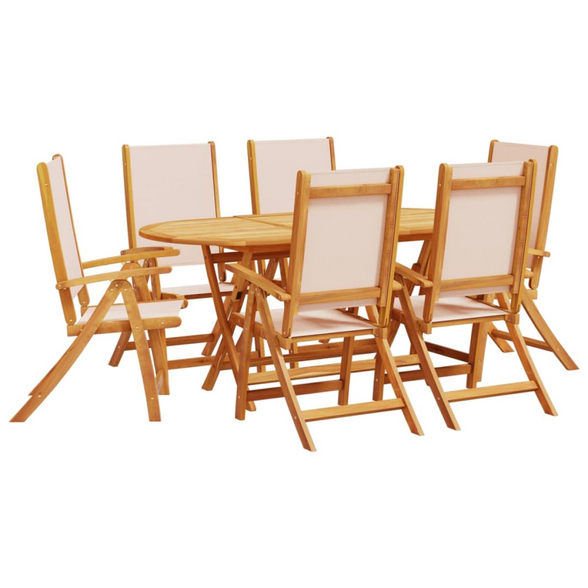 Juego comedor de jardín 7 pzas madera maciza acacia y textileno