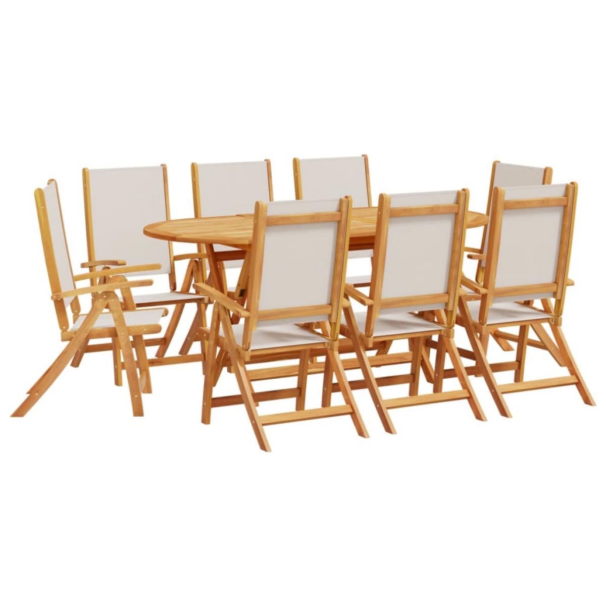 Juego comedor de jardín 9 pzas madera maciza acacia y textileno