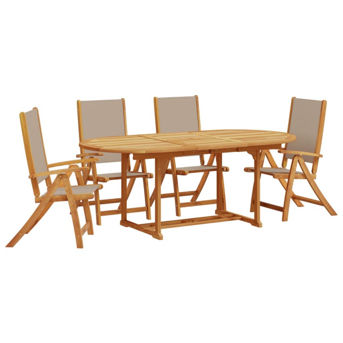 Juego comedor de jardín 5 pzas madera maciza acacia y textileno