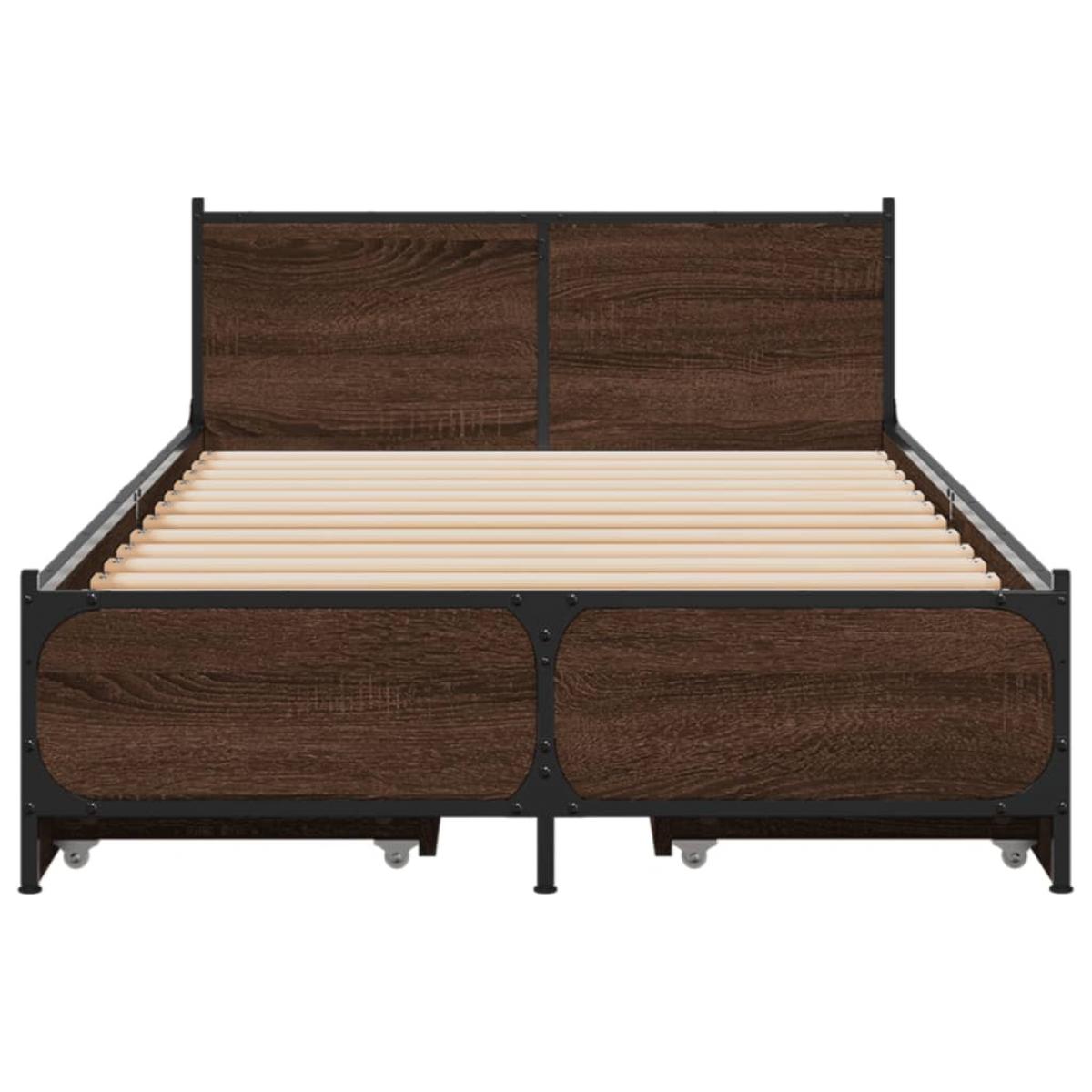 Cama con cajones madera de ingeniería marrón roble 75x190 cm