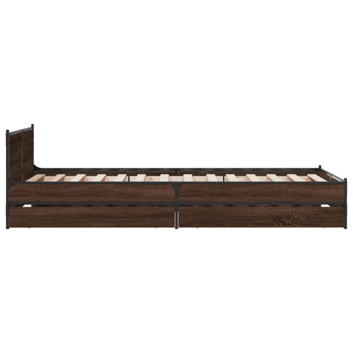 Cama con cajones madera de ingeniería marrón roble 75x190 cm