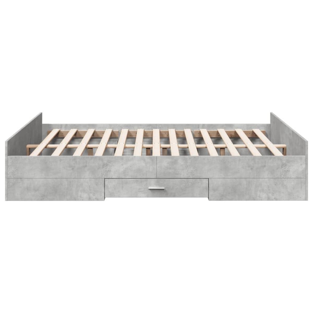 Cama con cajones madera ingeniería gris hormigón 160x200 cm