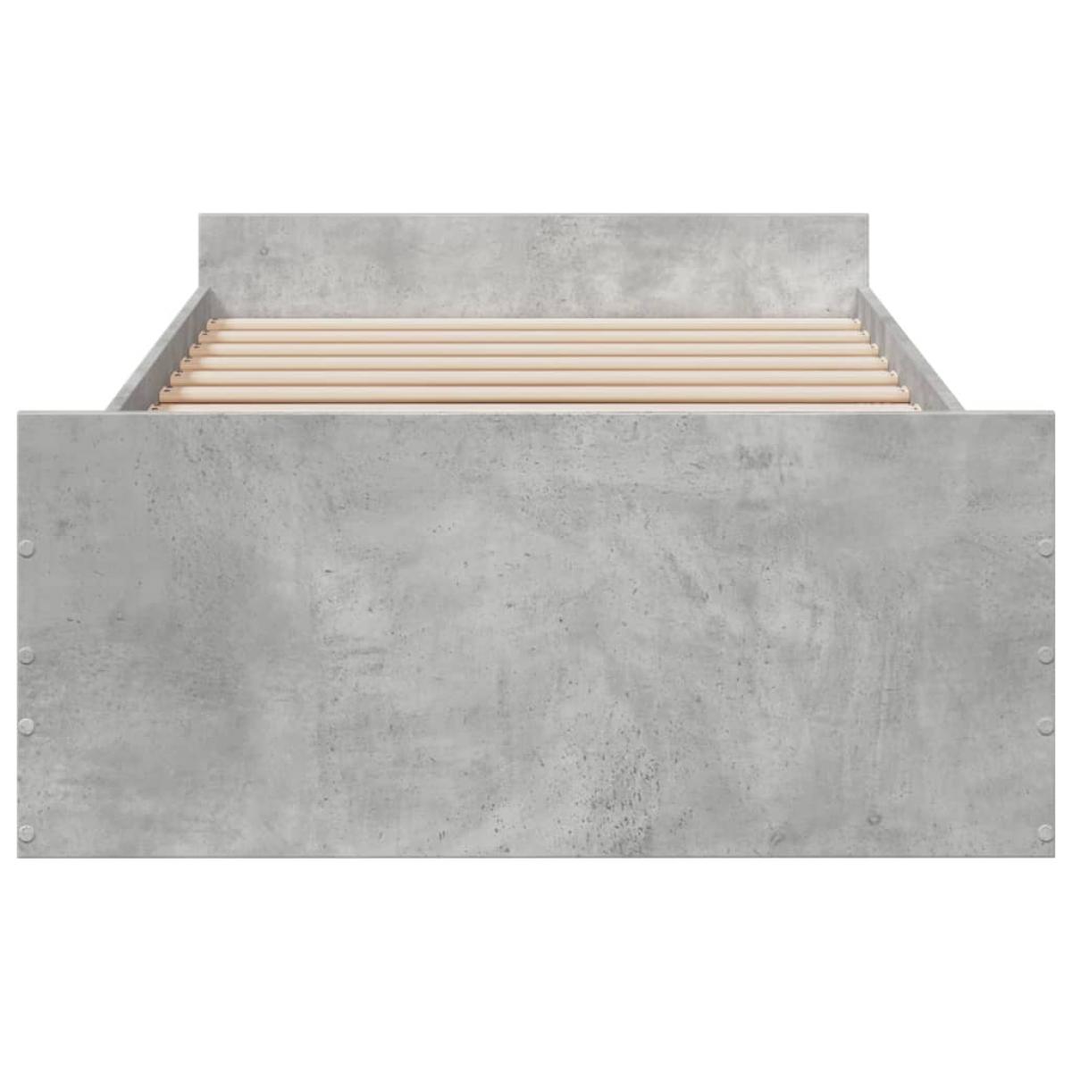 Cama con cajones madera ingeniería gris hormigón 90x190 cm
