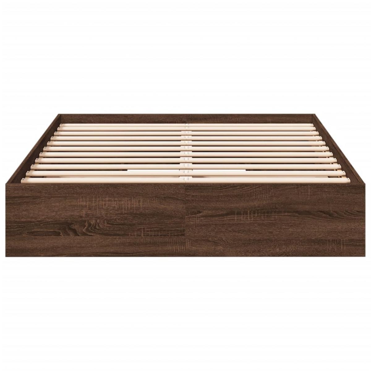 Cama con cajones madera de ingeniería marrón roble 120x190 cm