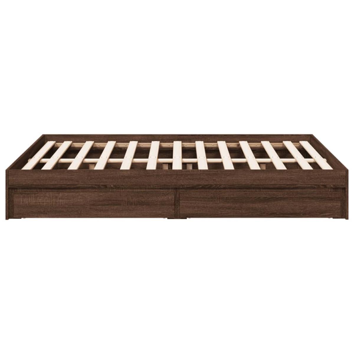 Cama con cajones madera de ingeniería marrón roble 120x190 cm