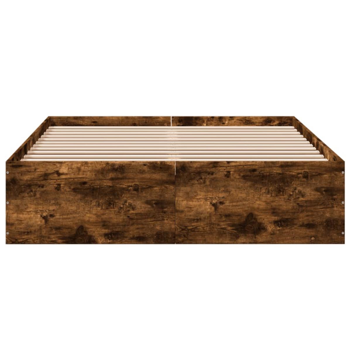 Estructura de cama madera de ingeniería roble ahumado 140x190cm