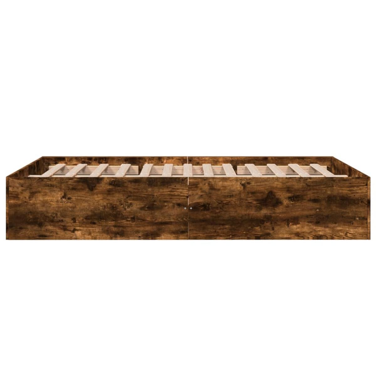 Estructura de cama madera de ingeniería roble ahumado 140x190cm