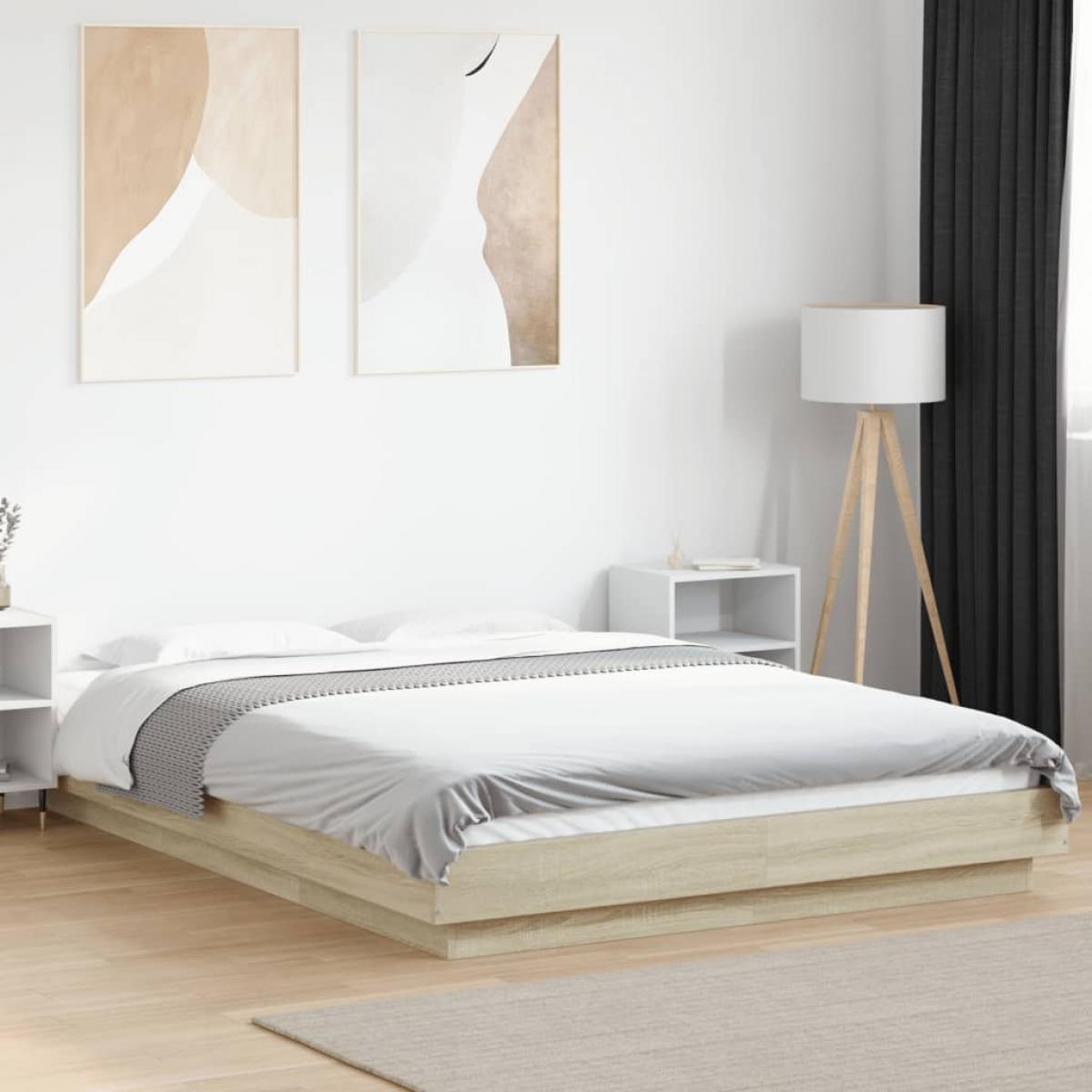 Estructura de cama madera de ingeniería roble Sonoma 140x190 cm