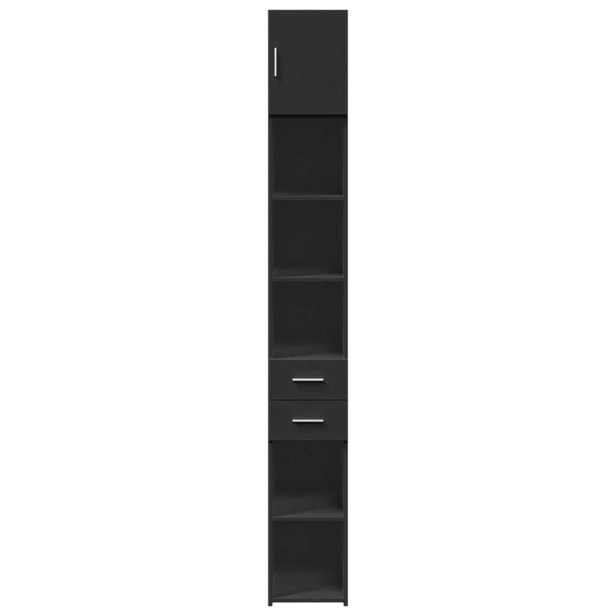 Armario estrecho madera de ingeniería negro 30x42,5x225 cm