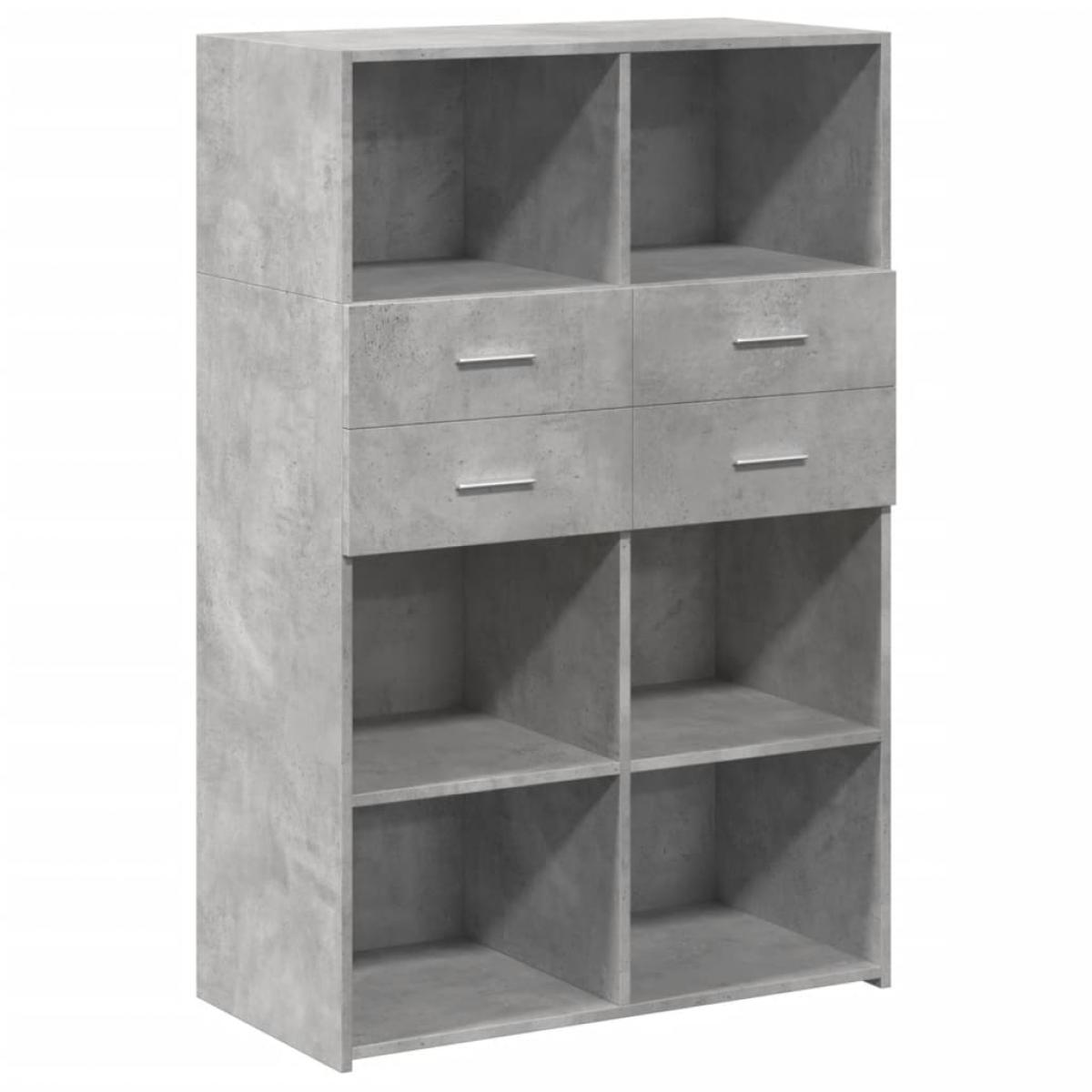 Aparador de madera de ingeniería gris 80x42,5x124 cm