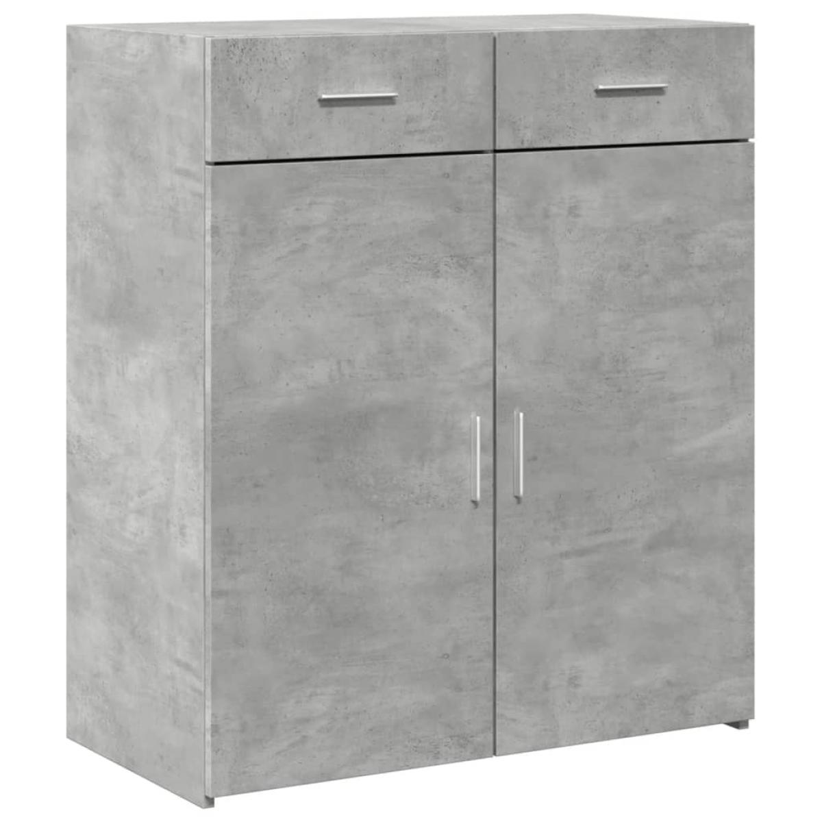 Aparador de madera contrachapada gris hormigón 80x42,5x93 cm