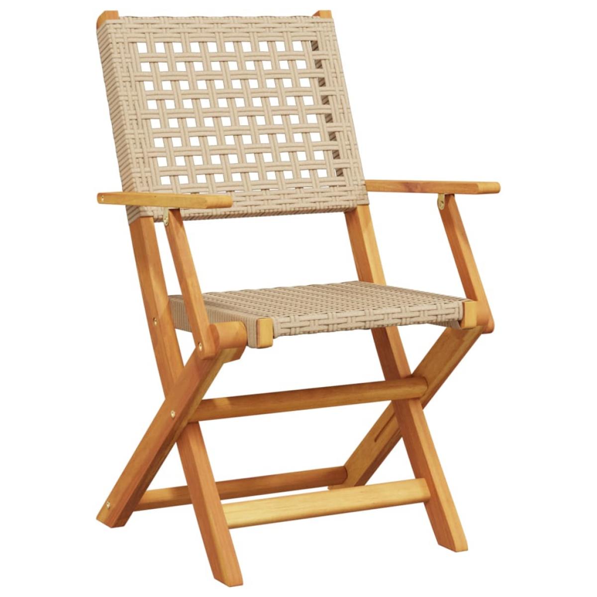 Set de comedor de jardín 7 pzas ratán PE madera maciza beige