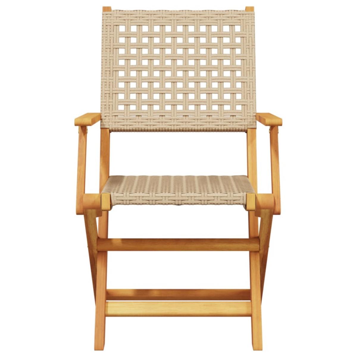 Set de comedor de jardín 7 pzas ratán PE madera maciza beige