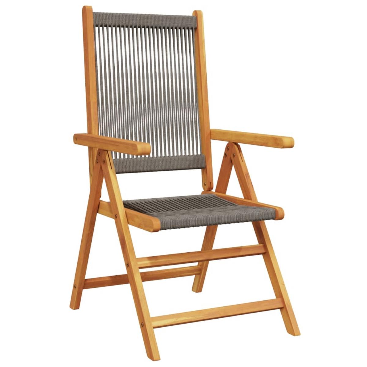 Set de comedor jardín 7 pzas polipropileno madera maciza gris