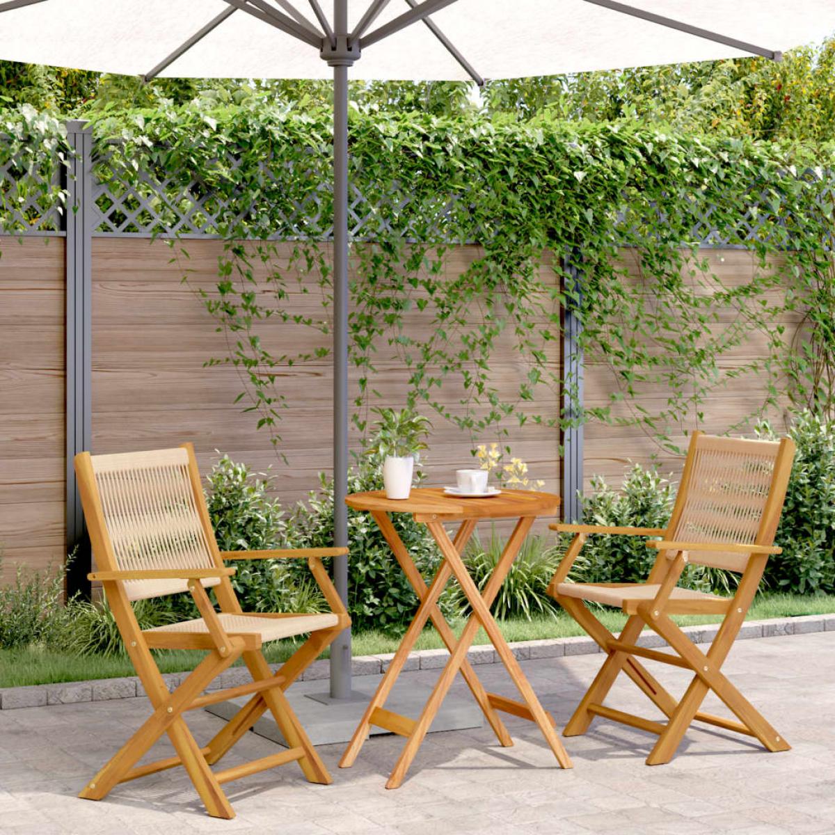 Juego de bistro de 3 piezas polipropileno y madera maciza beige