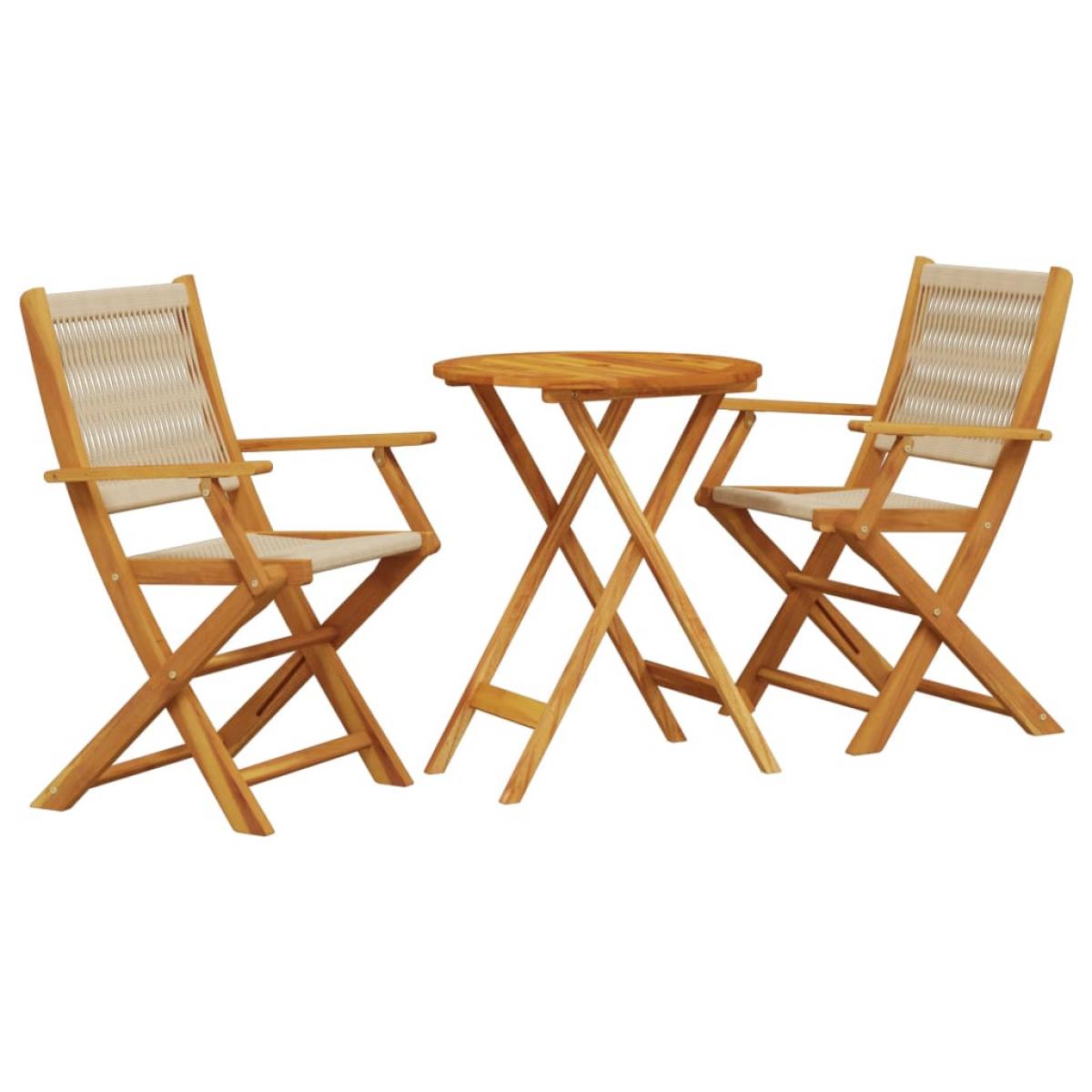 Juego de bistro de 3 piezas polipropileno y madera maciza beige