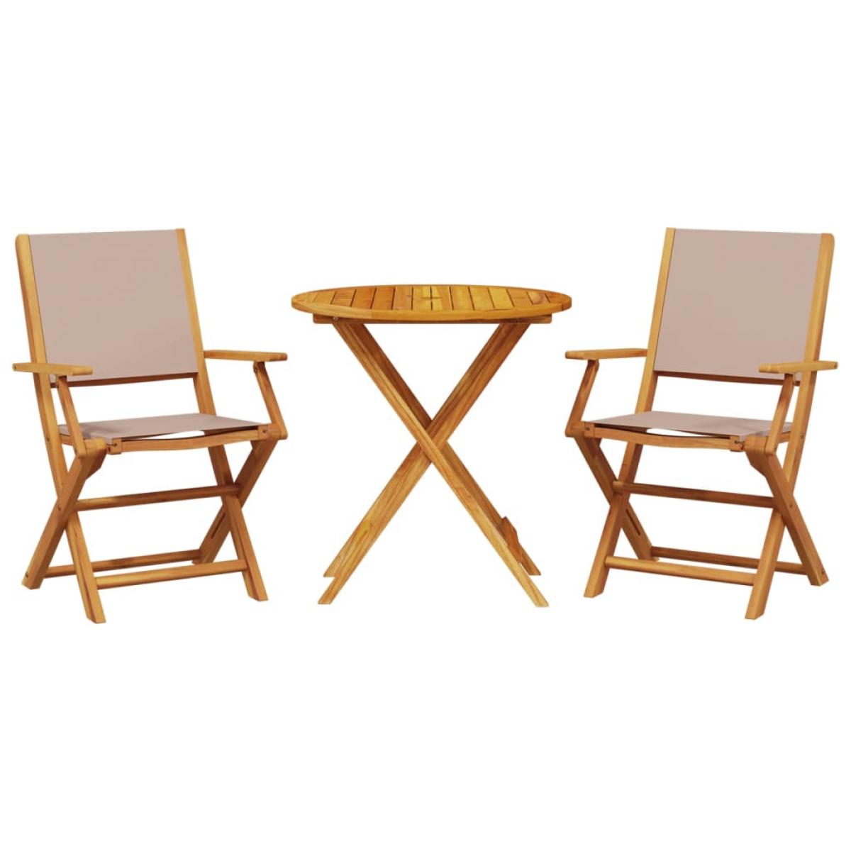 Juego de bistro de 3 piezas tela y madera maciza taupe