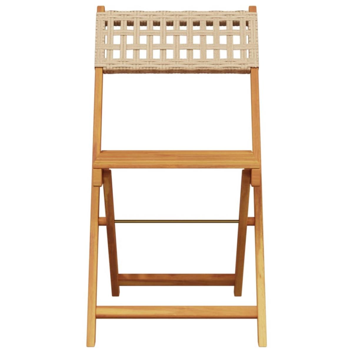 Juego de bistro de 3 piezas ratán PE y madera maciza beige