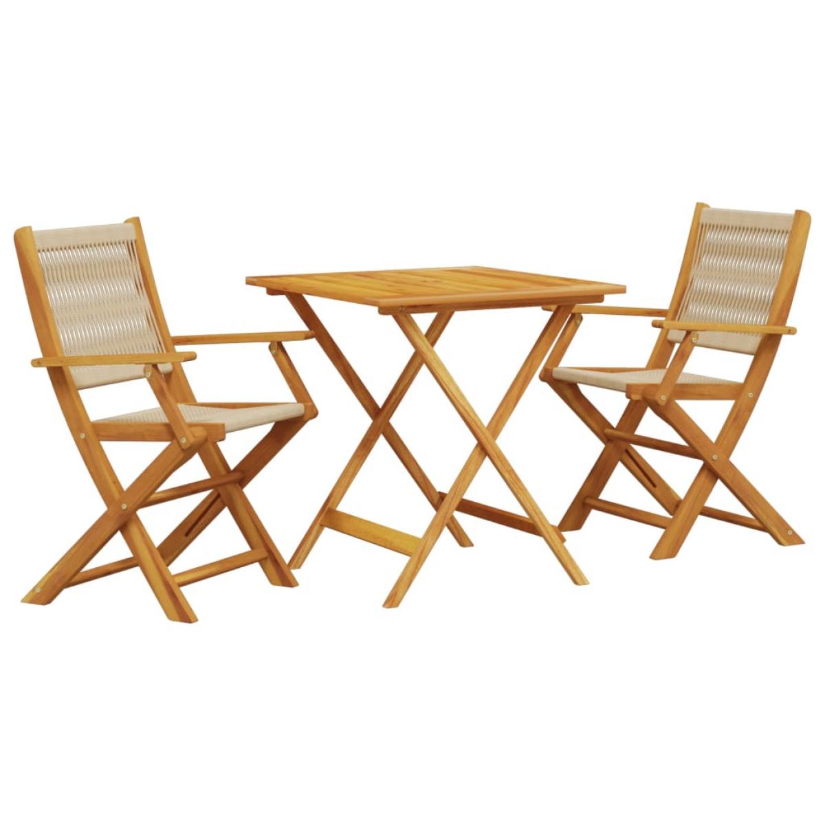 Juego de bistro de 3 piezas polipropileno y madera maciza beige