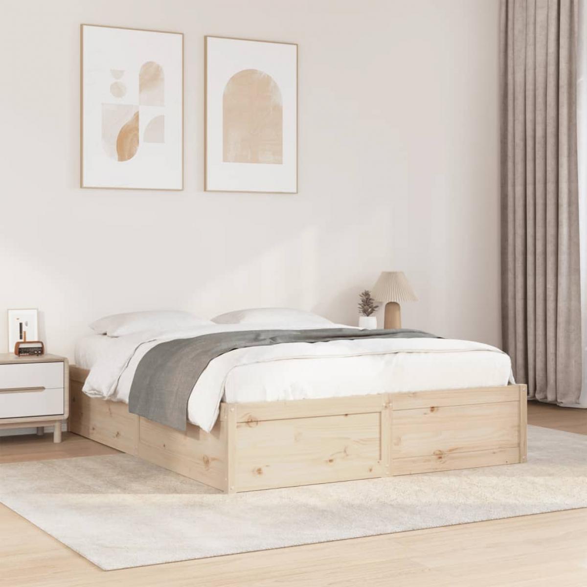Estructura de cama sin colchón madera de pino blanca 140x200 cm