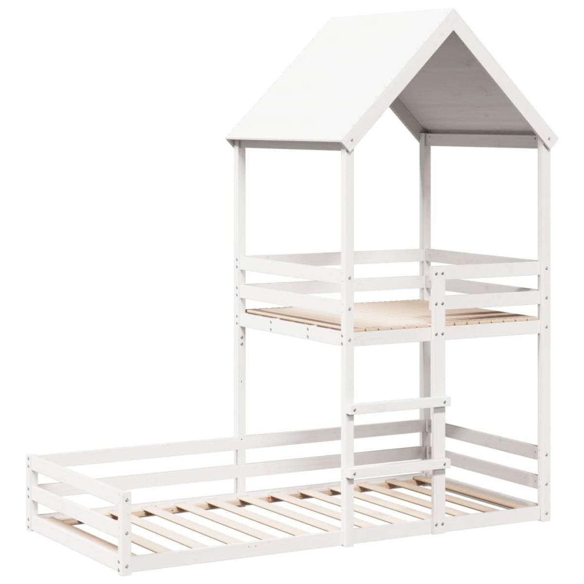 Cama con techo madera maciza de pino blanco 80x200 cm