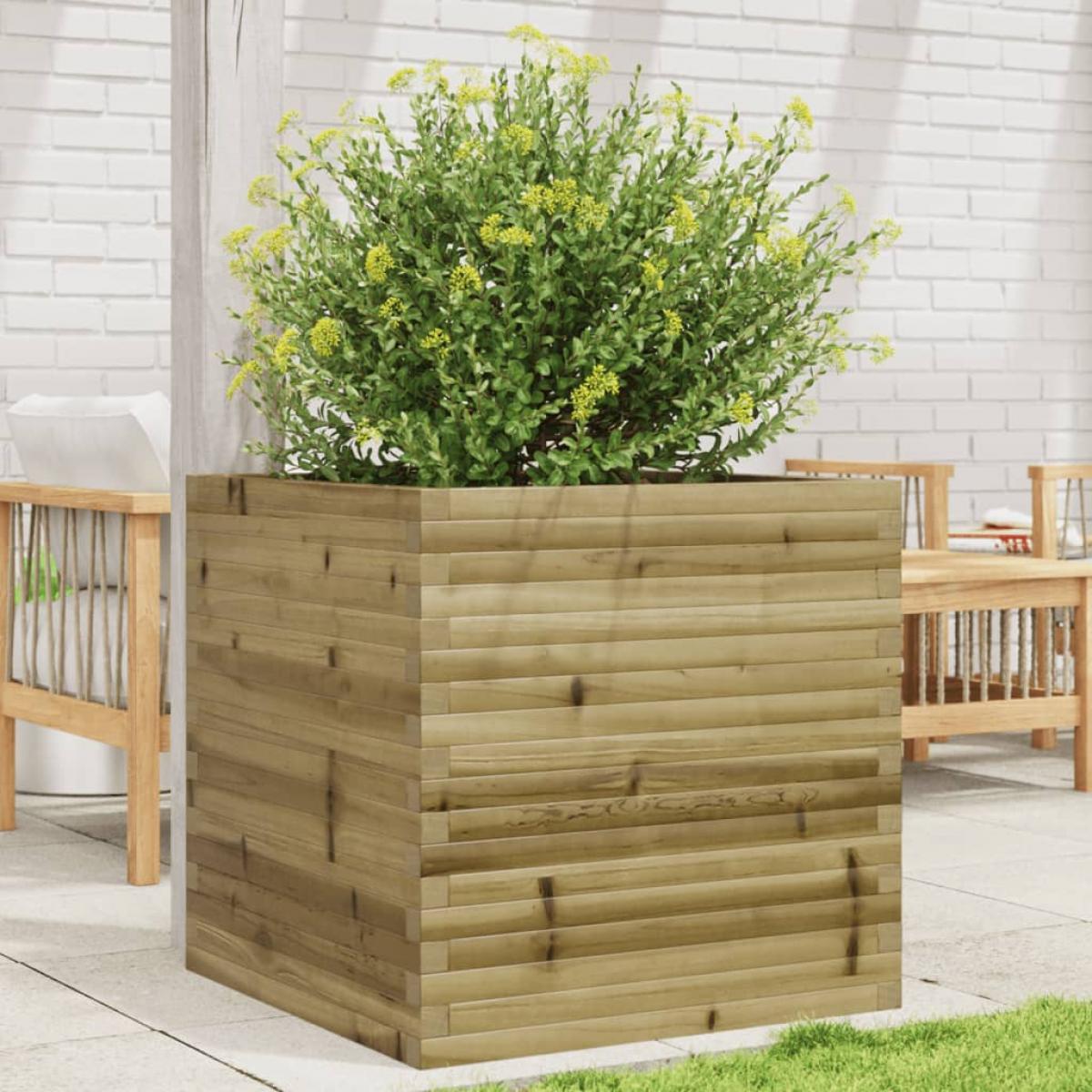 Jardinera de madera de pino impregnada 70x70x68,5 cm