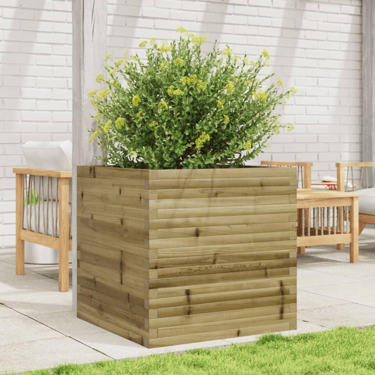 Jardinera de madera de pino impregnada 70x70x68,5 cm