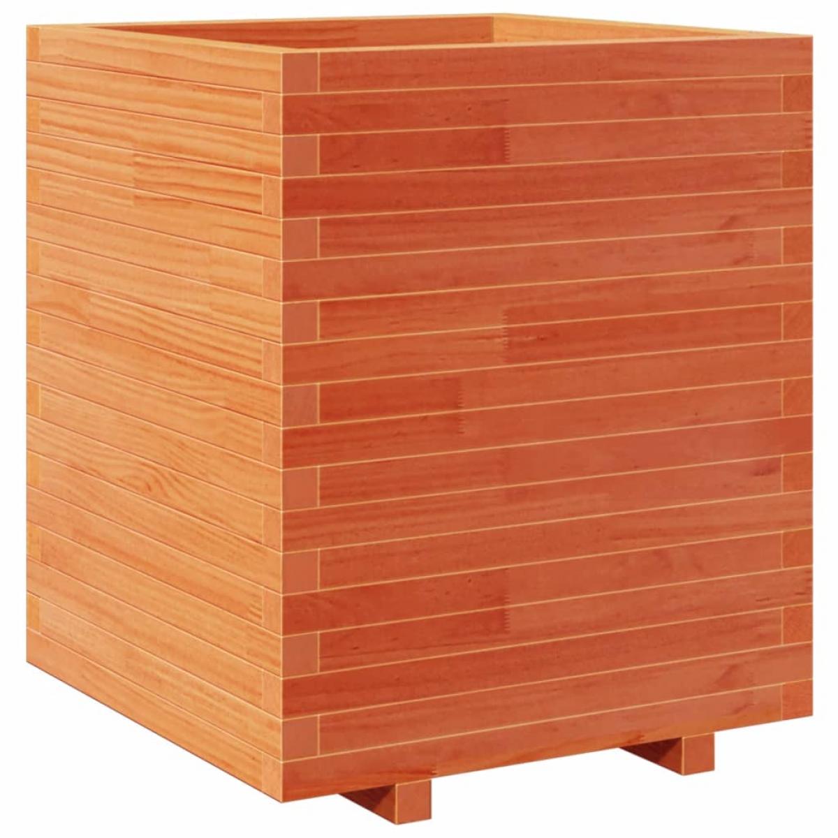 Jardinera madera maciza de pino marrón cera 60x60x72,5 cm