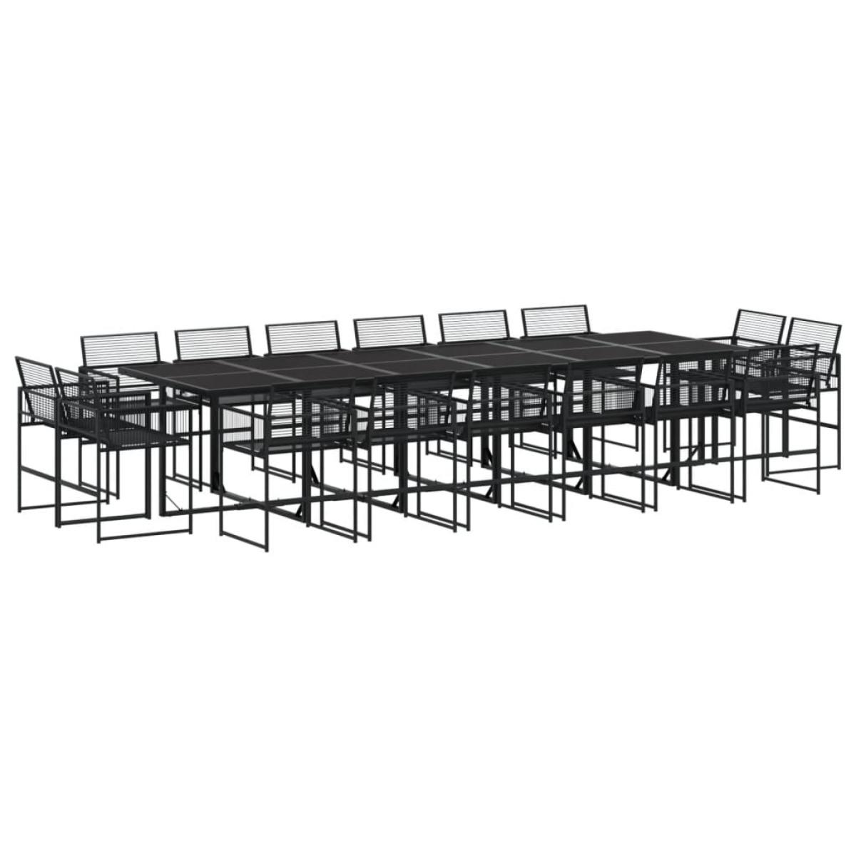 Set de comedor de jardín 17 pzas ratán sintético negro