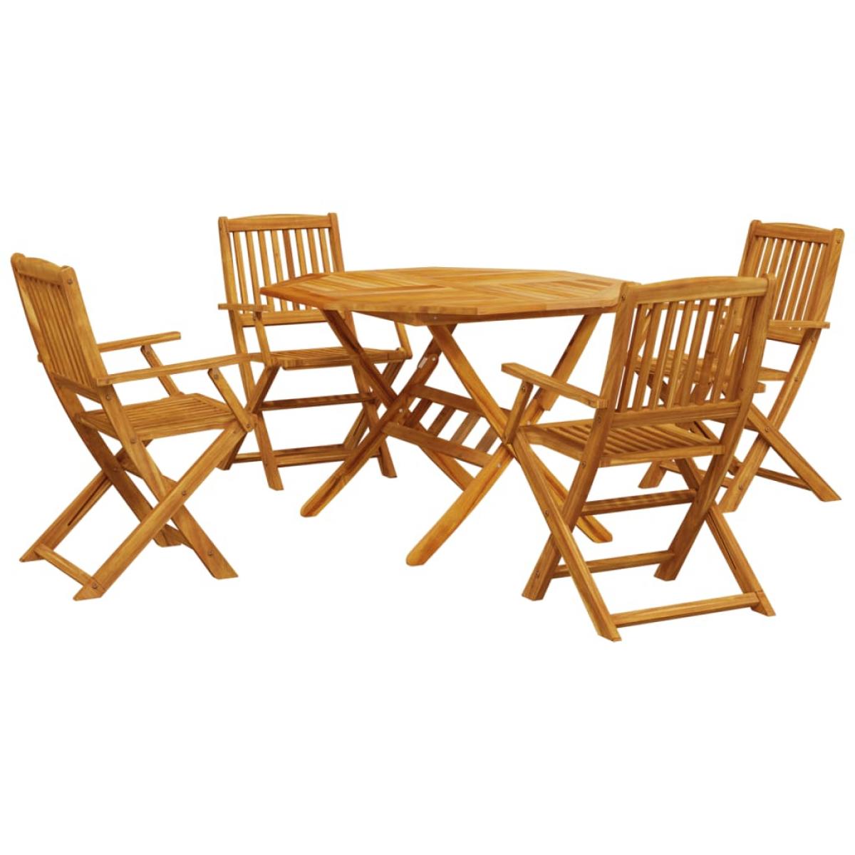 Set de comedor de jardín plegable 5 pzas madera maciza acacia