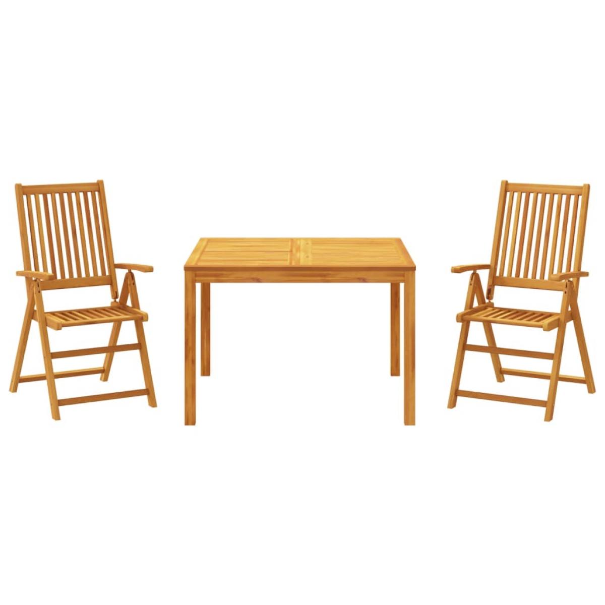 Juego de comedor de jardín 3 piezas madera maciza de acacia