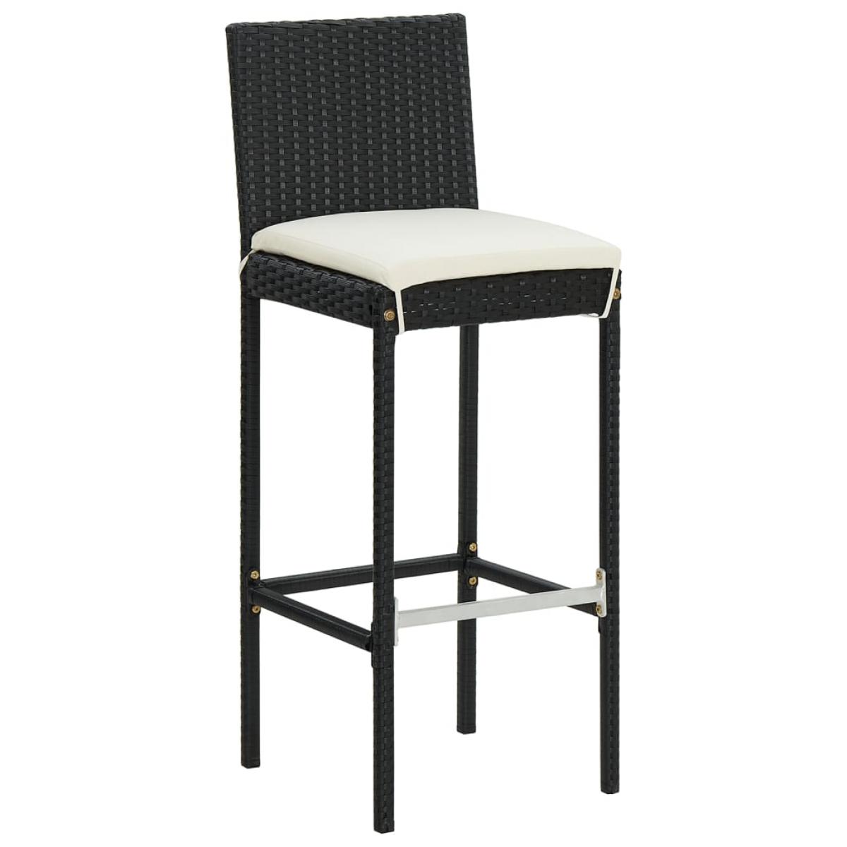 Mesa y taburetes de jardín 3 pzas madera acacia ratán PE negro