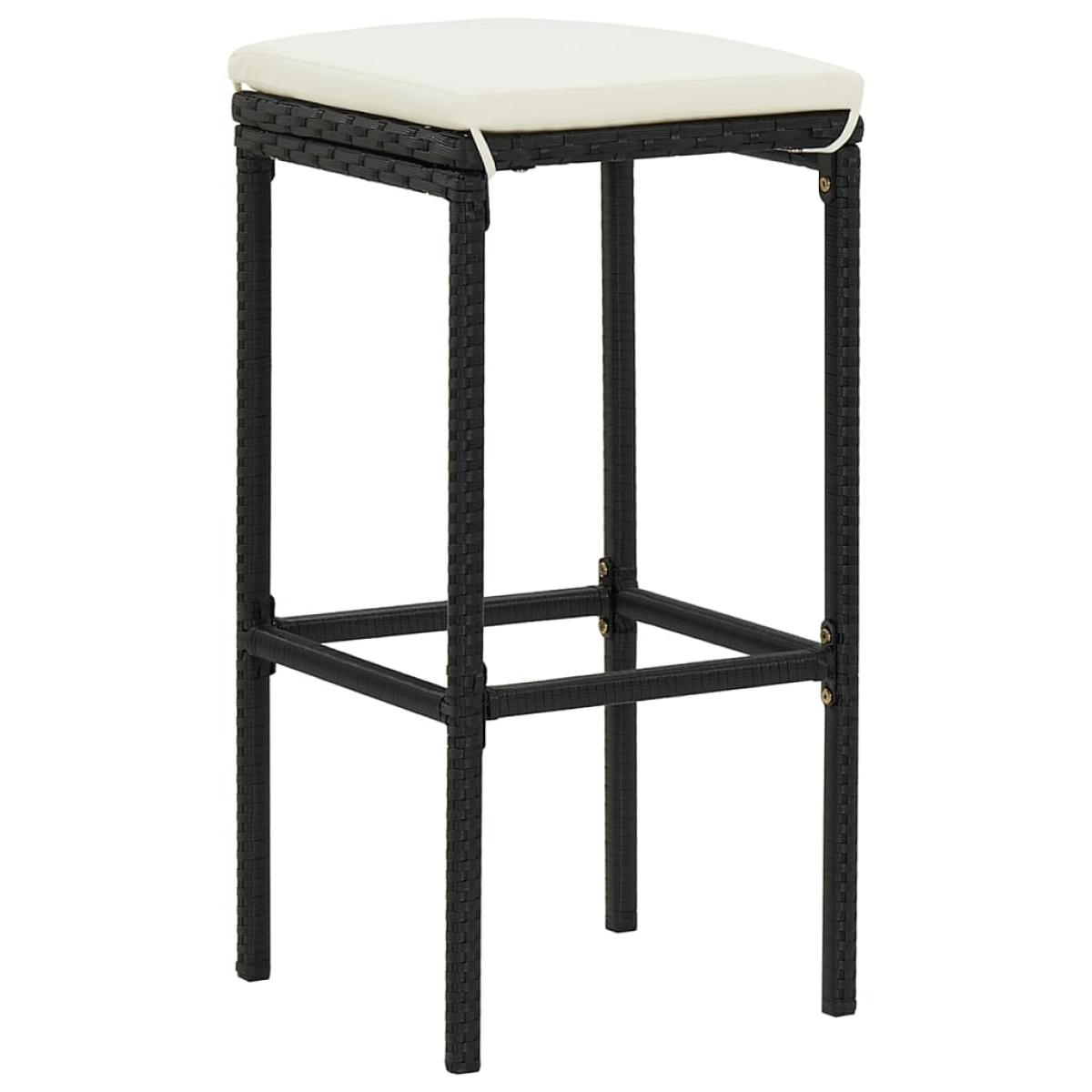 Mesa y taburetes de jardín 5 pzas madera acacia ratán PE negro