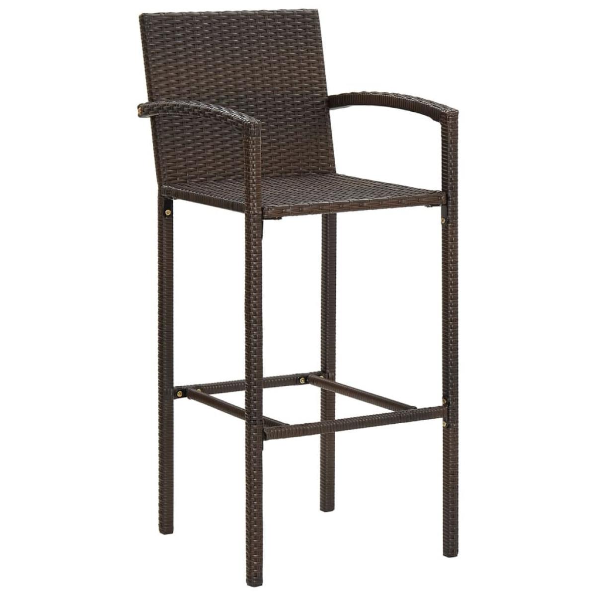 Mesa y taburetes de jardín 5 pzas madera acacia ratán PE marrón