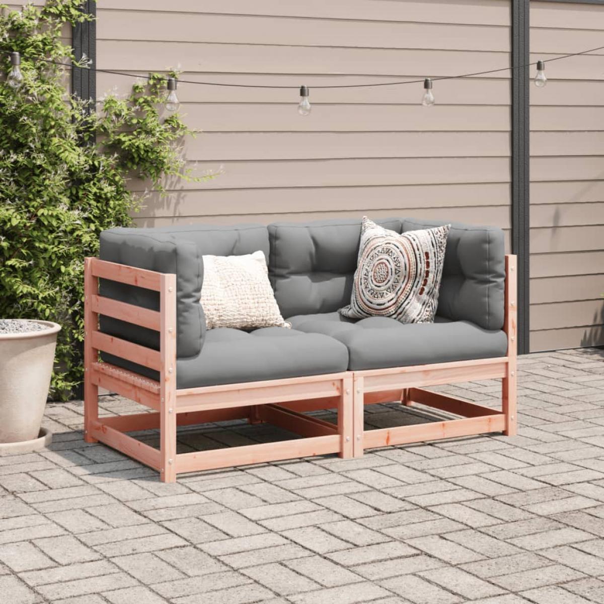 Set de sofás jardín 2 pzas con cojines madera abeto Douglas