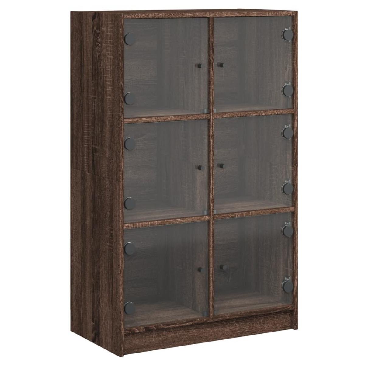 Aparador alto con puertas madera roble marrón 68x37x109 cm