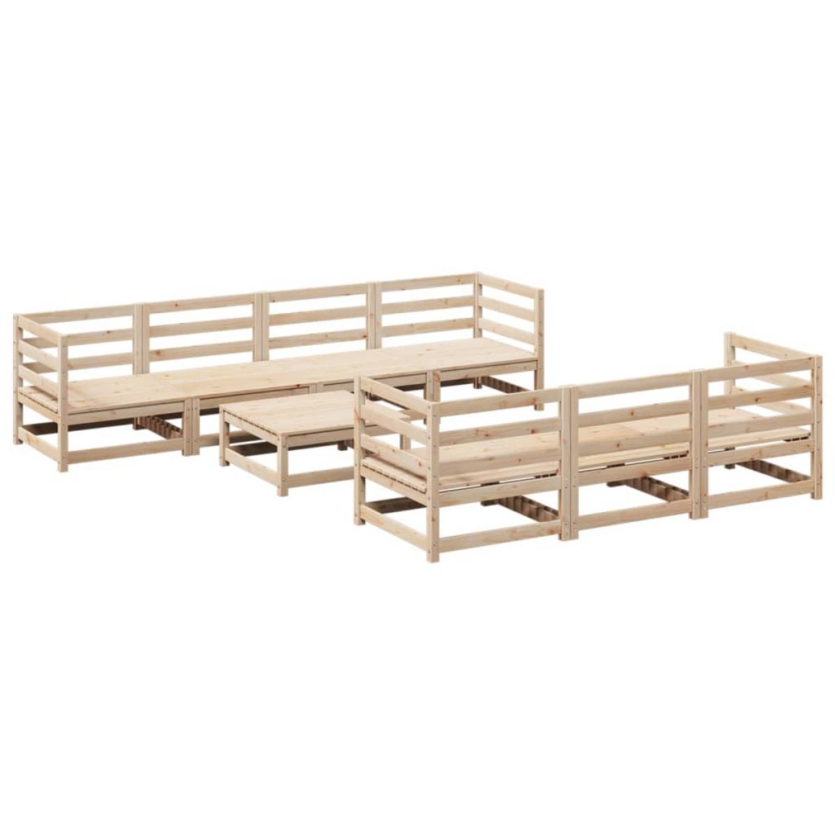 Juego de sofás de jardín 8 pzas madera maciza de pino