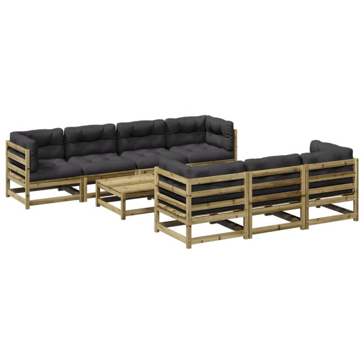 Set de sofás jardín 8 pzas con cojines madera pino impregnada