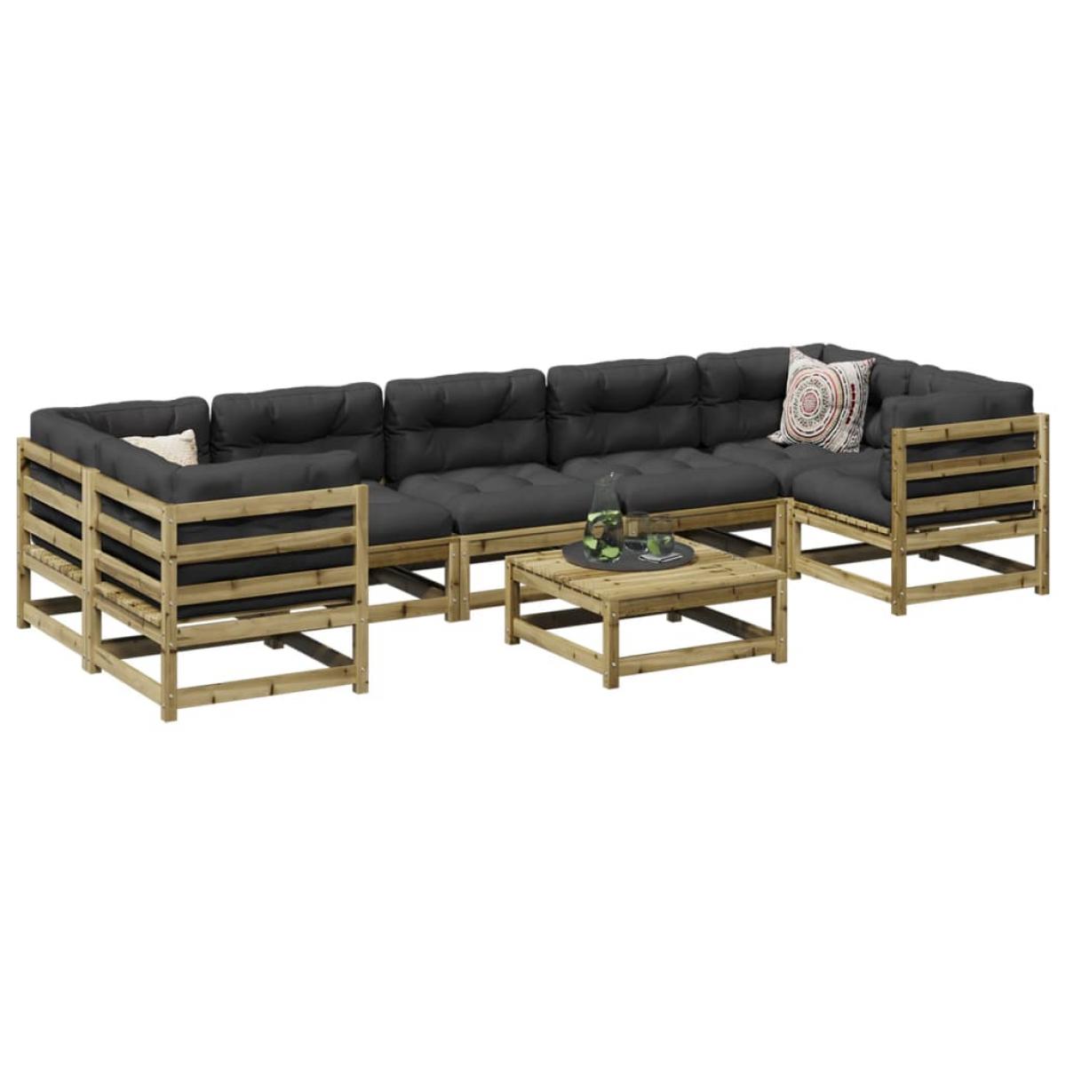 Set de sofás jardín 8 pzas con cojines madera pino impregnada